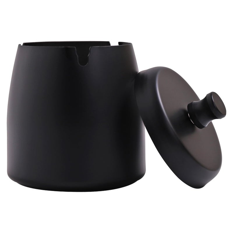 IN ONE Small Outdoor Ashtray with Lid for Cigarette, Smokeless Stainless Steel Ash Tray, Smell Proof Windproof Ashtrays for Outside Patio Home Office Tabletop, Odorless Car Ashtrays(2.99"x2.68"x2.95") - Image 1